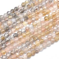 Multi-Moonstone Brins de perles multi-pierres de lune naturelles, facette, ronde, 4mm, Trou: 0.5mm, Environ 97 pcs/chapelet, 15.35 pouce (39 cm)
