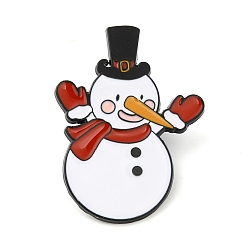 Muñeco de nieve Pin de esmalte de tema navideño, Insignia de aleación chapada en negro de electroforesis para ropa de mochila, muñeco de nieve, 37x27x1.5 mm