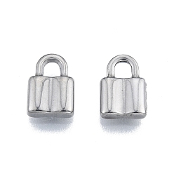 Stainless Steel Color 304 Stainless Steel Charms, Lock, Stainless Steel Color, 12x8x3mm, Hole: 3x3mm