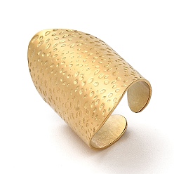 Золотой 304 открытая манжета из нержавеющей стали, широкое кольцо для женщин, золотые, внутренний диаметр: 18 мм