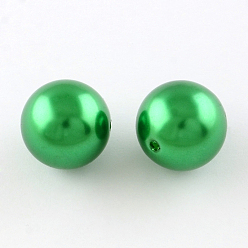 Vert Perles rondes en plastique imitation abs, verte, 20mm, trou: 2 mm, environ 120 pcs / 500 g