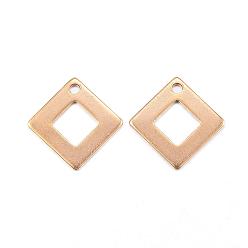 Golden Ion Plating(IP) 304 Stainless Steel Charms, Rhombus, Golden, 14x14x0.8mm, Hole: 1mm
