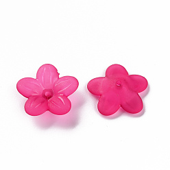 Camellia Frosted Acrylic Bead Caps, 5-Petal, Flower, Camellia, 19.5x20x5.5mm, Hole: 1.6mm, about 740pcs/500g
