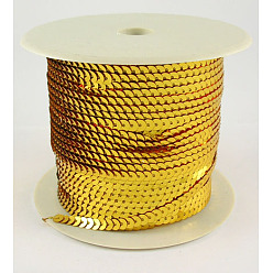 Oro Rollos de cadena de lentejuelas / paillette de plástico, color de ab, oro, 6 mm