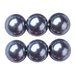 Dark Slate Gray Eco-Friendly Dyed Glass Pearl Beads Strands, Grade A, Round, Cotton Cord Threaded, Dark Slate Gray, 5mm, Hole: 1.2~1.5mm, about 80pcs/strand, 15.7 inch