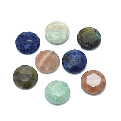 Mixed Stone Natural Gemstone Cabochons, Half Round, Faceted, 11.5~12x3.5mm