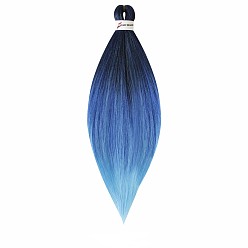 Azul Cielo Extensión de cabello largo y liso, cabello trenzado estirado trenza fácil, fibra de baja temperatura, pelucas sintéticas para mujer, luz azul cielo, 26 pulgada (66 cm)