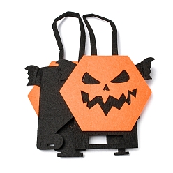 Оранжевый Дьявольские войлочные сумки для конфет на Хэллоуин с ручками, хэллоуин угощение подарочный пакет сувениры для вечеринок для детей, оранжевые, 23 см, мешок: 12.4x16.6x7.9 см