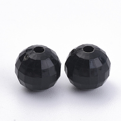 Noir Perles acryliques opaques, perle de terre, noir, 9.5~10mm, trou: 1.5 mm, environ 900 pcs / 500 g