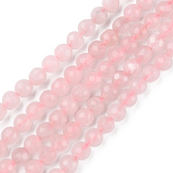 Розовый Кварц Природного розового кварца нитей бисера, граненые, круглые, 4 мм, отверстие : 0.8 мм, около 87 шт / нитка, 14.96~15.12 дюйм (38~38.4 см)