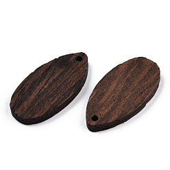 Coconut Brown Natural Wenge Wood Pendants, Undyed, Teardrop Charms, Coconut Brown, 31x16x3.5mm, Hole: 1.8mm