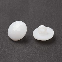 White Acrylic Shank Buttons, Plastic Sewing Buttons for Costume Design, 1-Hole, Dyed, Faceted Flat Round, White, 13x3mm, Hole: 2mm