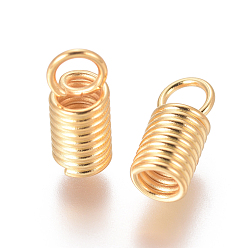 Oro Placas de vacío 304 extremos de cable de bobina de acero inoxidable, columna, dorado, 10.5x4.5 mm, agujero: 3 mm, diámetro interior: 3 mm