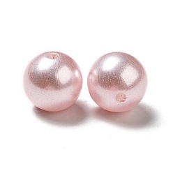 Pink Perles de nacre en plastique ABS, ronde, rose, 15~16x15mm, Trou: 2mm
