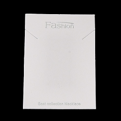 Blanco Tarjetas de la exhibición de joyería de papel, tarjetas de la exhibición del collar, rectángulo con la palabra moda, blanco, 8.5x5.95x0.05 cm