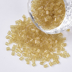 Goldenrod 8/0 Two Cut Glass Seed Beads, Hexagon, Transparent Colours, Goldenrod, 2.5~3x2.5mm, Hole: 0.9mm, about 15000pcs/bag
