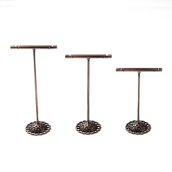 Red Copper 3Pcs 3 Sizes T Bar Iron Earring Display Stands Set, Jewelry Rack for Earrings Showing, Red Copper, 6x3.5x9.2~12.9cm, Hole: 1.6~1.8mm, 1pc/size
