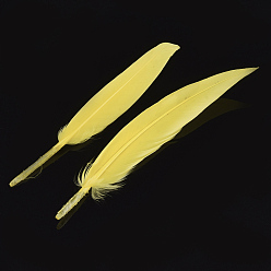 Yellow Goose Feather Costume Accessories, Dyed, Yellow, 105~157x16~22mm, about 500pcs/bag