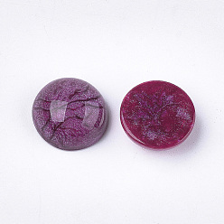 Purple Glitter Resin Cabochons, Crackle Style, Half Round, Purple, 16x7mm