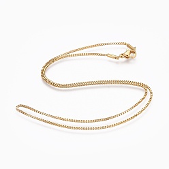 Golden 304 Stainless Steel Box Chain Necklaces, with 304 Stainless Steel Clasps, Golden, 17.7 inch(45cm), 1.2mm