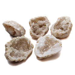 Beige Décorations d'exposition de spécimens minéraux d'agate drusy naturelle, amas d'agate brute, nuggets, beige, 30~50mm, 25~30 g / pc