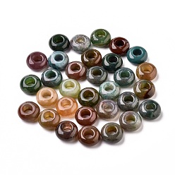Agate Indienne Naturelles agate indienne perles européennes, Perles avec un grand trou   , rondelle, 12x6mm, Trou: 5mm