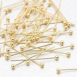 Golden Brass Ball Pins, Golden, 20x0.4mm