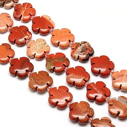 Red Jasper Natural Red Jasper Flower Beads Strands, 15x5.5mm, Hole: 1mm, about 27pcs/strand, 16.53 inch