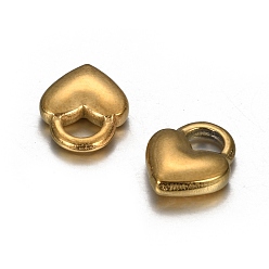 Oro Revestimiento iónico (ip) 304 encantos de acero inoxidable, cerradura del corazón, dorado, 11x9x3 mm, agujero: 3x4 mm