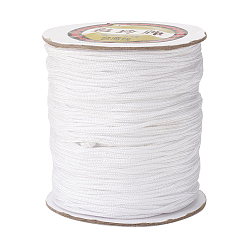 Белый Нейлоновая нить, круглые, китайский вязать шнур, бисероплетение, для браслета решений, белые, 1.5 мм, около 140 ярдов / рулон