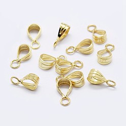 Golden 925 Sterling Silver Pendant Bails, with S925 Stamp, Golden, 9x5x3mm, Hole: 1.5mm and 3x4.5mm