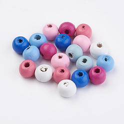 Mixed Color Natural Wood Beads, Dyed, Round, Mixed Color, 8x7mm, Hole: 2~3mm, about 2770pcs/500g