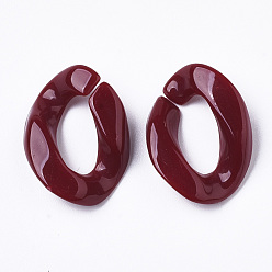 Dark Red Opaque Acrylic Linking Rings, Quick Link Connectors, For Curb Chains Making, Twist, Dark Red, 22x16.5x5.5mm, Inner Measure: 12x6mm