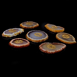 Светло-коричневый Чакра натуральный агат самородки камень, карманный пальмовый камень для балансировки рейки, украшения для домашнего экрана, загар, 30~50x5 мм, 7 шт / комплект
