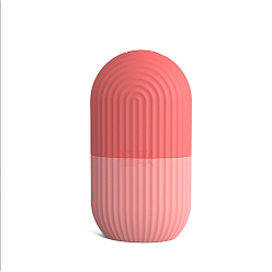 Pink Rouleau de visage de glace réutilisable en silicone en forme de colonne, porte-glaçons pour massage du visage, pour rétrécir les pores réduire les rides produits de beauté, rose, 4.2x6.2x11.5 cm