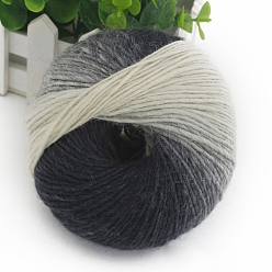 Черный Шерстяная нить градиентного цвета, секционная окрашенная исландская шерстяная нить, мягкий и теплый, для шали-шарфа ручной вязки, черные и белые, 2 мм