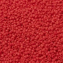 (RR407) Непрозрачный Ярко-красный Миюки круглые бусины рокайль, японский бисер, (rr 407) непрозрачный ярко-красный, 8/0, 3 мм, отверстие : 1 мм, Около 2111~2277 шт / 50 г