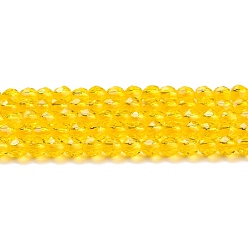 Gold Transparent Glass Beads Strands, Faceted Round, Gold, 2mm, Hole: 0.8mm, about 175pcs/strand, 14.06~14.17 inch(35.7~36cm)