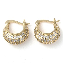 Real 16K Gold Plated Rack Plating Brass Micro Pave Cubic Zirconia Hoop Earrings, Real 16K Gold Plated, 17.5x16.5x8mm