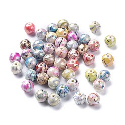Couleur Mélangete Perles acryliques ab vague de couleur imprimés, ronde, couleur mixte, 8mm, trou: 2 mm, environ 1800 pcs / 500 g
