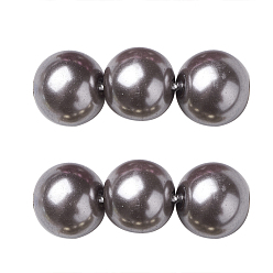 Gris Foncé Brins de perles de verre teints écologiques, Grade a, ronde, cordon en coton fileté, gris foncé, 6mm, Trou: 1.2~1.5mm, Environ 70 pcs/chapelet, 15.7 pouce