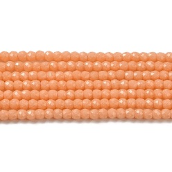 Orange Synthetic Luminous Stone Beads Strands, Faceted, Round, Glow in the Dark, Orange, 4x3.5mm, Hole: 0.7mm, about 102pcs/strand, 14.37 inch(36.5cm)