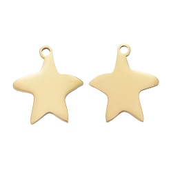 Golden 304 Stainless Steel Pendants, Manual Polishing, Blank Stamping Tags, Starfish, Golden, 29x25x1.8mm, Hole: 2.3mm
