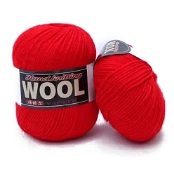 Red Polyester & Wool Yarn for Sweater Hat, 4-Strands Wool Threads for Knitting Crochet Supplies, Red, about 100g/roll