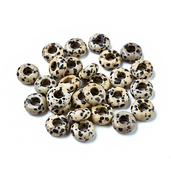 Jaspe Dalmate Perles européennes de jaspe dalmatien naturel, Perles avec un grand trou   , rondelle, 12x6mm, Trou: 5mm