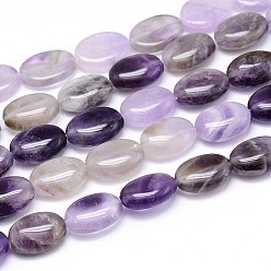 Amethyst Natural Amethyst Flat Oval Bead Strands, 14x10x6mm, Hole: 1mm, about 29pcs/strand, 15.7 inch