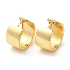 Real 16K Gold Plated Rack Plating Brass Plain Thick Hoop Earrings, Real 16K Gold Plated, 17x18mm