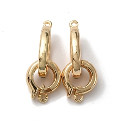 Real 14K Gold Plated Rack Plating Brass Fold Over Clasps, Cadmium Free & Lead Free, Long-Lasting Plated, Oval Ring, Real 14K Gold Plated, 30mm, Oval Clasp: 20.5x12x3mm, Hole: 1.5mm, Ring Clasp: 14x11.5x3.5mm