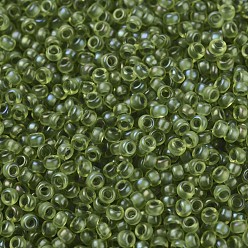 (RR1926) Semi-Frosted Pea Green Lined Chartreuse MIYUKI Round Rocailles Beads, Japanese Seed Beads, 11/0, (RR1926) Semi-Frosted Pea Green Lined Chartreuse, 2x1.3mm, Hole: 0.8mm, about 1100pcs/bottle, 10g/bottle