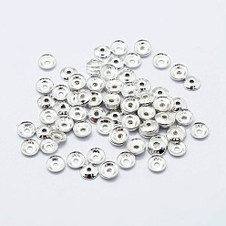 Silver 925 Sterling Silver Bead Caps, Apetalous, with 925 Stamp, Silver, 4x1mm, Hole: 0.8mm